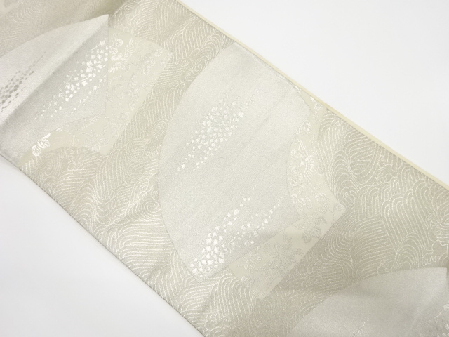 地紙に花鳥・流水模様織り出し　袋帯